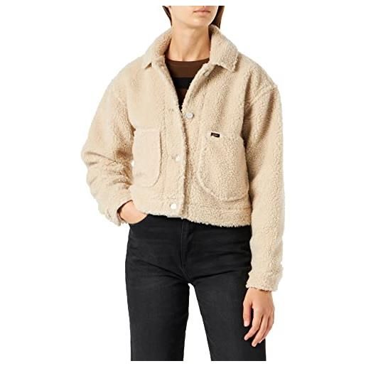 Lee cropped sherpa jacket giacca, ecru, l donne