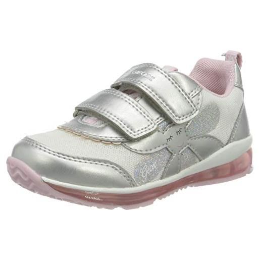 Geox b todo girl a, sneakers bambine e ragazze, argento/rosa (silver/pink), 21 eu