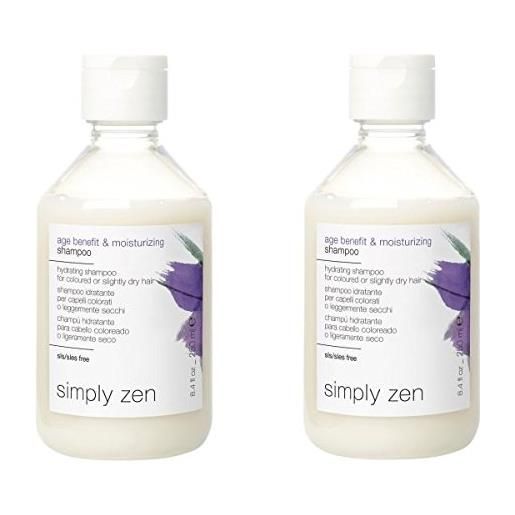 Simply zen age benefit & moisturizing shampoo duo pack 2 x 250 ml shampoo idratante per capelli colorati o leggermente secchi 500ml promozione spedizione gratuita