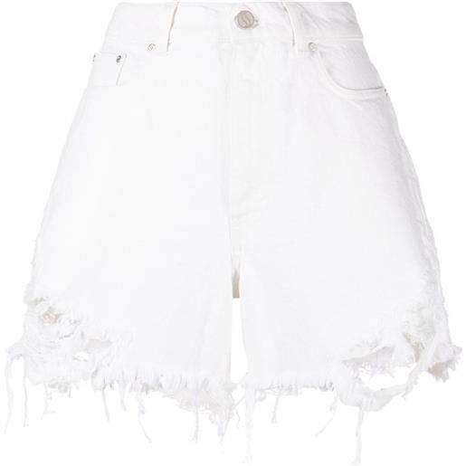 Stella McCartney shorts denim con effetto vissuto - bianco