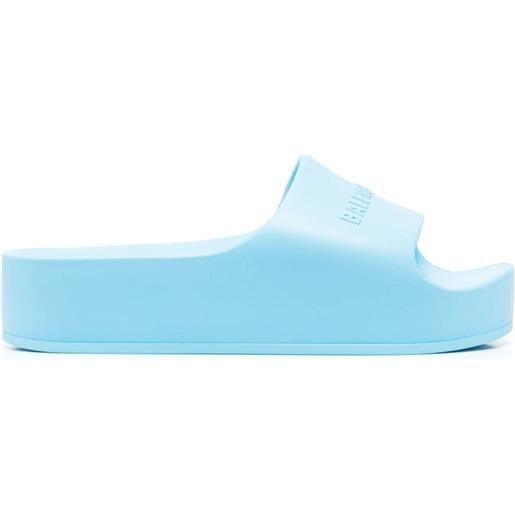 Balenciaga sandali slides con logo goffrato - blu