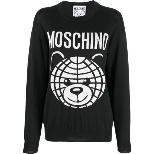 Moschino maglione teddy bear con intarsio - nero