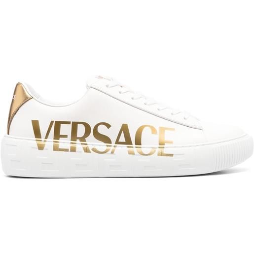 Versace sneakers la greca con stampa - bianco