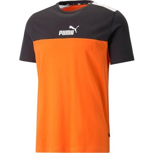 T-shirt maglia maglietta uomo puma arancione nero ess block cotone 847426-23
