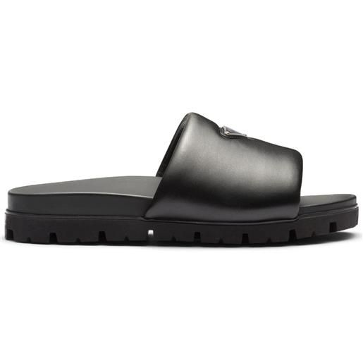 Prada sandali slides con placca logo - nero
