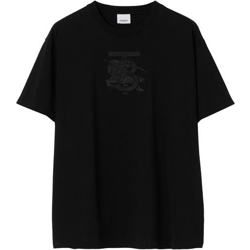 Burberry t-shirt ekd con ricamo - nero