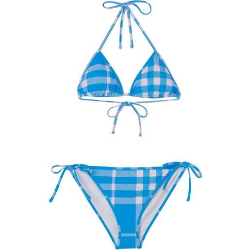 Burberry set bikini con motivo vintage check - blu