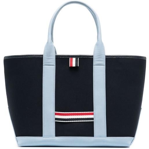 Thom Browne borsa tote con banda v - blu