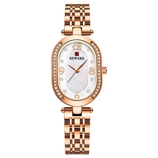 RORIOS moda orologio da donna orologio analogico quarzo con cinturino in acciaio inossidabile elegante diamond oval dial donna orologio da polso