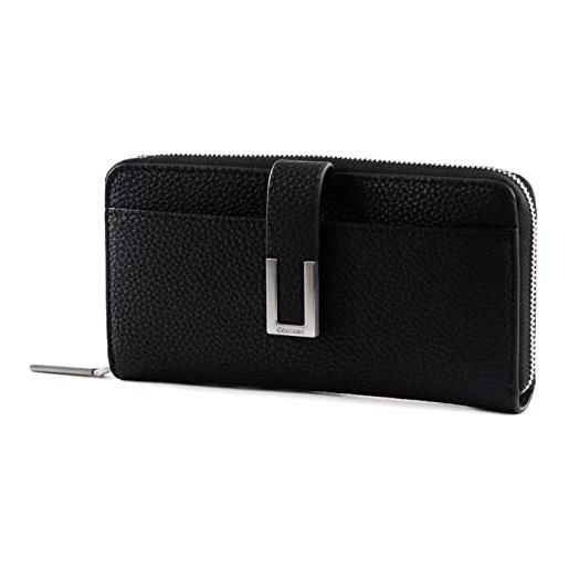 Calvin Klein portafoglio donna ck must plus za wallet large con scomparto monete, nero (ck black), taglia unica