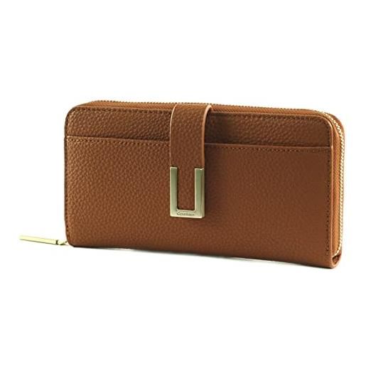 Calvin Klein portafoglio donna ck must plus za wallet large con scomparto monete, marrone (cognac), taglia unica