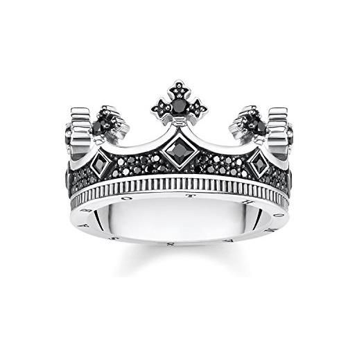 Thomas sabo tr2208-643-11 - anello a forma di corona, misura 48, in argento sterling e zirconi, colore: nero