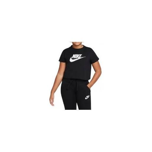 Nike junior g nsw tee crop futu t-shirt m/m crop nera logo bia junior bimba