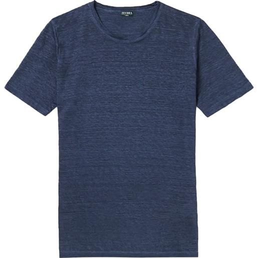 Zeybra - t-shirt uomo lino blu