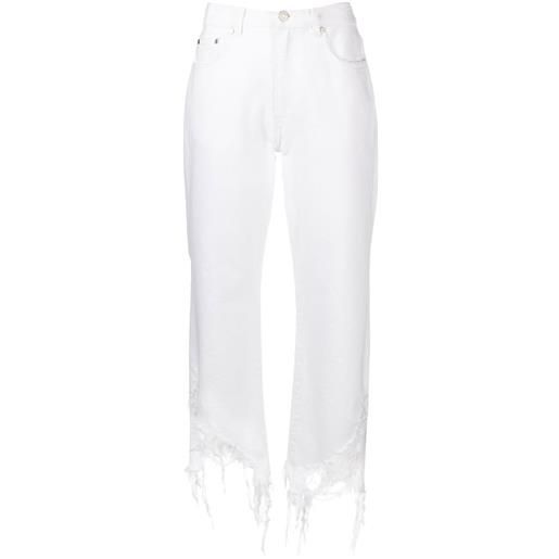 Stella McCartney jeans dritti con effetto vissuto - bianco