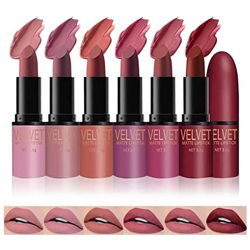 Beauty Searcher set di 6 rossetti opachi, velvet nude, idratante, smooth lipstick kit, antiaderente, non sbiadisce, set regalo per rossetti impermeabili