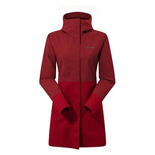 Berghaus omeara long shell giacca esterna impermeabile da donna, syrah/red dahlia, xs