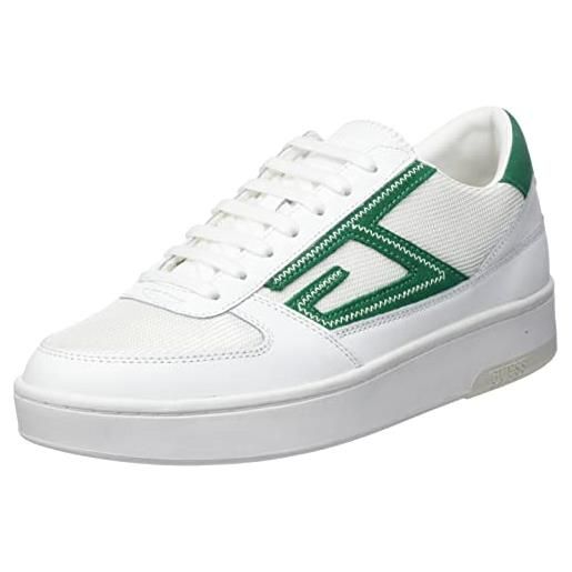 GUESS silea, sneaker uomo, white green, 42 eu