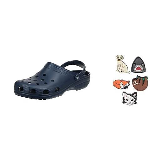 Crocs classic, zoccoli unisex-adulto, blu (navy), 36/37 eu+ decorazione scarpe 5 pezzi | personalizza con jibbitz unisex, animal lover, one-size