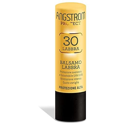 Angstrom protect balsamo per labbra, protezione solare 30 con azione idratante, gusto vaniglia - 6 confezioni da 5 ml