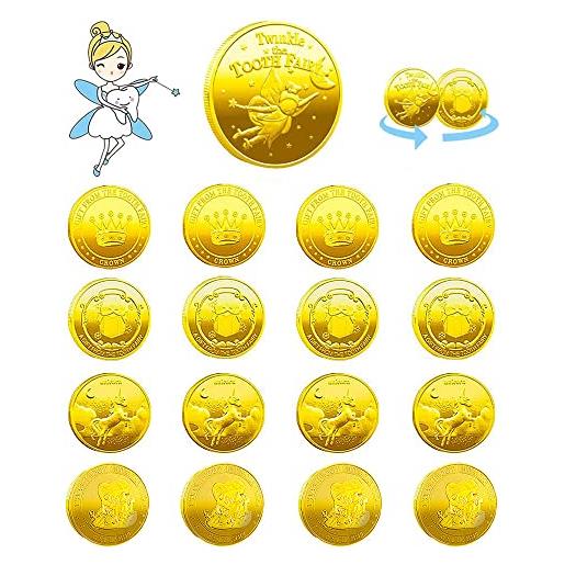 Jiahuade monete fata dei denti, tooth fairy coin, regalo fatina dei denti, monete fata dei denti d'oro, moneta commemorativa (a)
