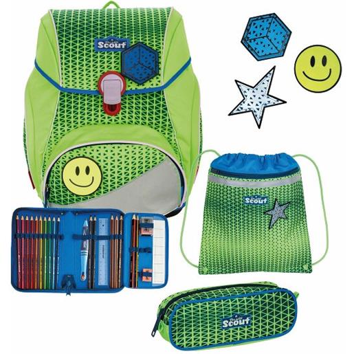Scout alpha neon safety set di borse per la scuola 4 pezzi verde