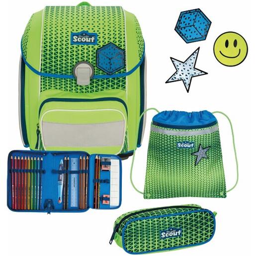 Scout genius neon safety din set di borse per la scuola 4 pezzi verde