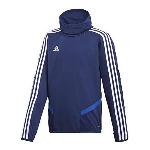 Adidas tiro 19 warm, felpa unisex bambini, blu (dark blue/white), 164