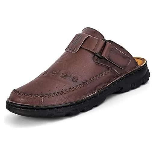 BUGUKI zoccoli uomo pelle sabot sandali punta chiusa estivi pantofole da uomo marrone rosso 43