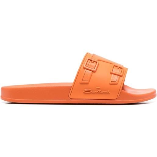 Santoni sandali slides con logo goffrato - arancione