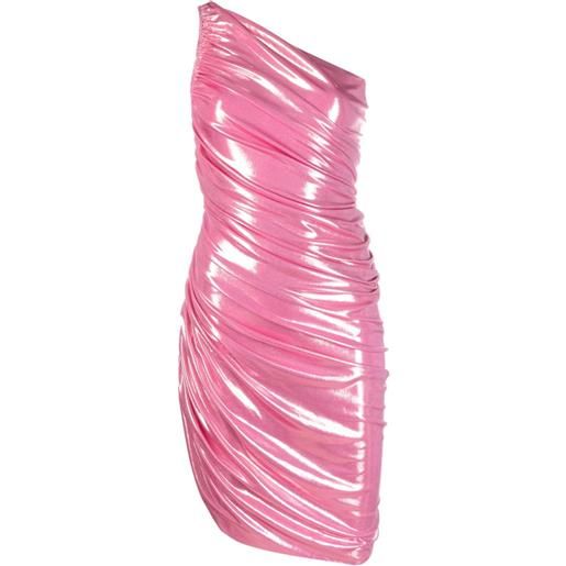 Norma Kamali abito monospalla metallizzato - rosa