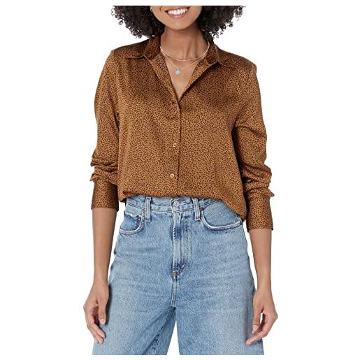 Amazon Essentials blusa in raso con abbottonatura frontale, vestibilità classica (disponibile in taglie forti) donna, guscio d'uovo, xl