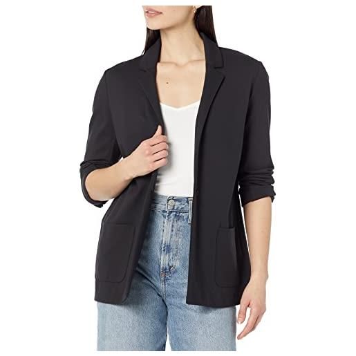Amazon Essentials blazer in tessuto ponte morbido, vestibilità comoda donna, nero, s
