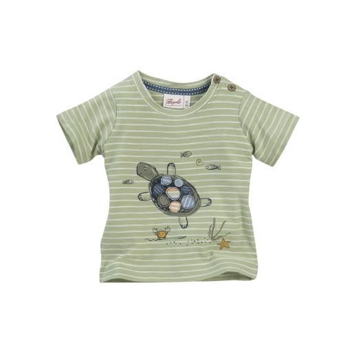 People Wear Organic t-shirt baby in cotone bio tartaruga - col. Verde chiaro a righe