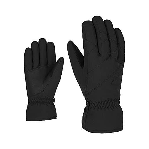 Ziener kaila - guanti da sci da donna, con imbottitura calda, colore nero, 8,5
