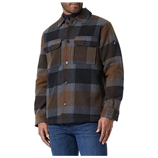 TOM TAILOR overshirt in lana, uomo, grigio (grey brown big wool check 30511), xl
