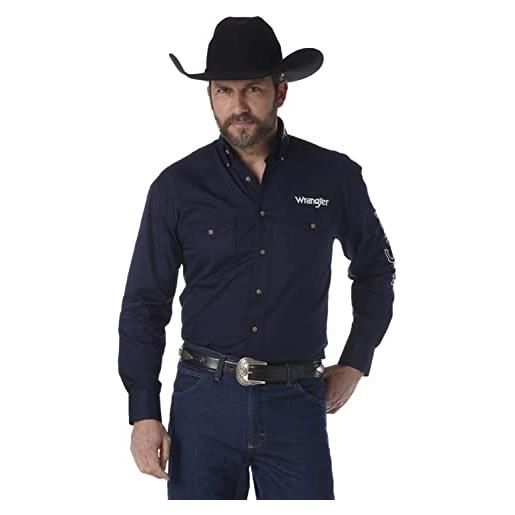 Wrangler camicia da uomo con due tasche con logo button-down, navy, s