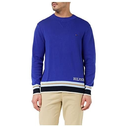 Tommy Hilfiger pullover uomo placed graphic cotone, blu (sapphire blue), xl