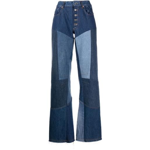 Marine Serre jeans moonogram a gamba ampia - blu