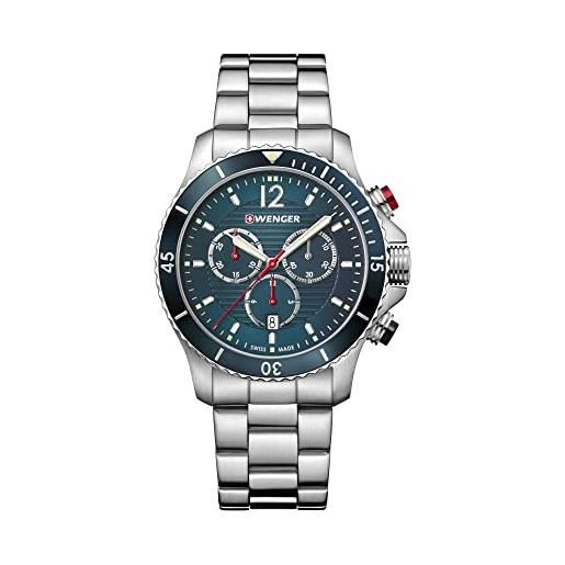 WENGER uomo seaforce cronografo - orologio al quarzo analogico in acciaio inossidabile fabbricato in svizzera 01.0643.115