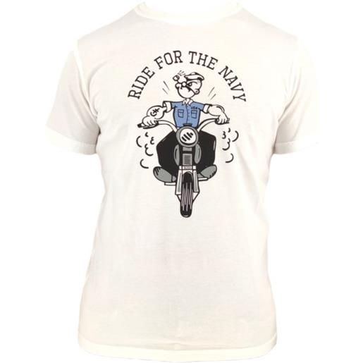 BL'KER t-shirt navy rider uomo white