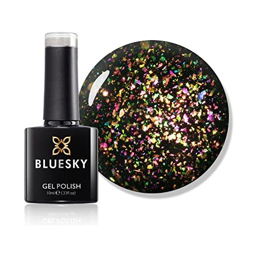 Bluesky gel nail polish - smalto gel polish, nero/multi-glitter, asciugatura con lampada a led o agli uv, 10 ml