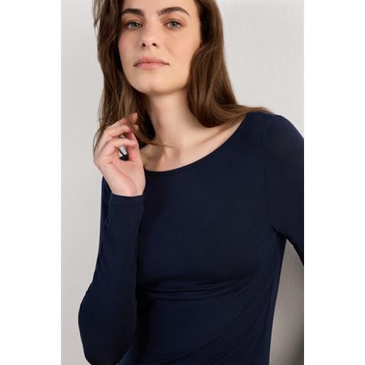 Intimissimi maglia manica lunga scollo a barchetta in micromodal blu