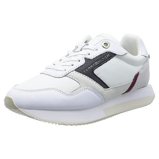 Tommy Hilfiger sneakers da runner donna essential th runner scarpe sportive, bianco (white/red/white/blue), 41 eu