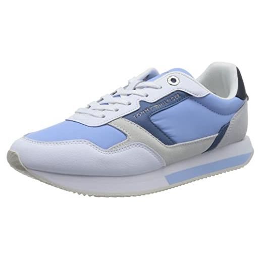 Tommy Hilfiger sneakers da runner donna essential th runner scarpe sportive, blu (vessel blue), 41 eu