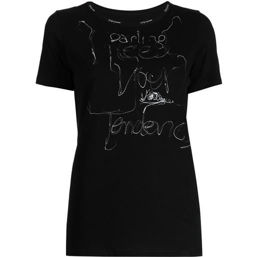 Yohji Yamamoto t-shirt con ricamo - nero