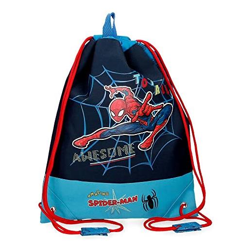Marvel spiderman zaino assolutamente fantastico sacco blu 32x42 cm poliestere