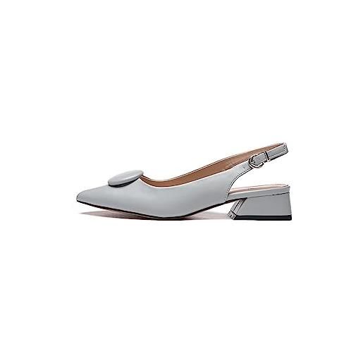 Rio Fiore scarpe con tacco, décolleté, bianco, 3cm tacco largo, slingback, similpelle, cinturino sul retro, scarpe comode con tacco basso, ml682-0716-1 (bianco, 39 eu)