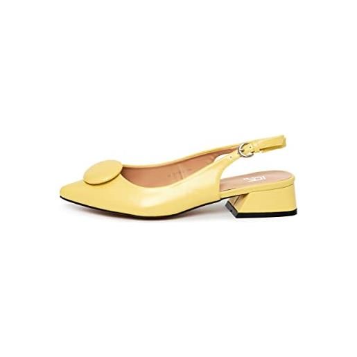 Rio Fiore scarpe con tacco, décolleté, giallo, 3cm tacco largo, slingback, similpelle, cinturino sul retro, scarpe comode con tacco basso, ml682-0716-3 (giallo, 38 eu)