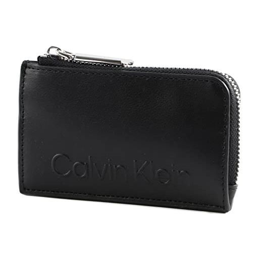 Calvin Klein portafoglio donna ck set cardholder w/zip piccolo, nero (ck black), nero (ck black), taglia unica